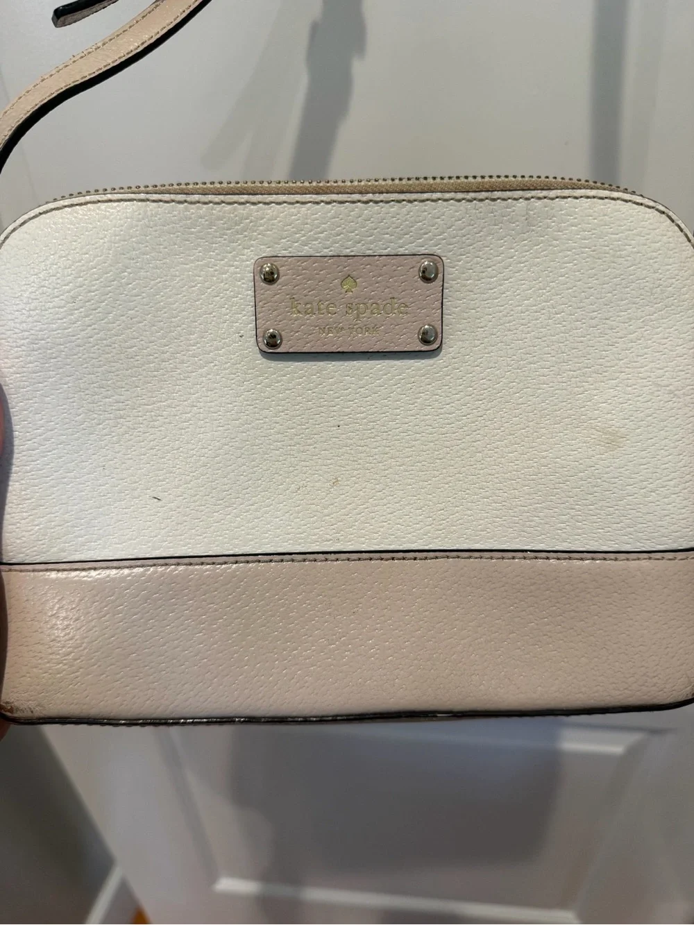 kate spade Cream Crossbody with Blush Trim and Adjustable Strap
